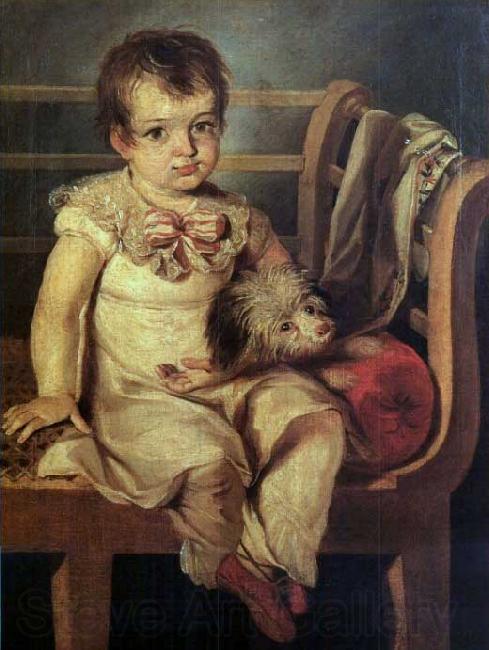 Antonio Jacobsen Boy with a dog Norge oil painting art